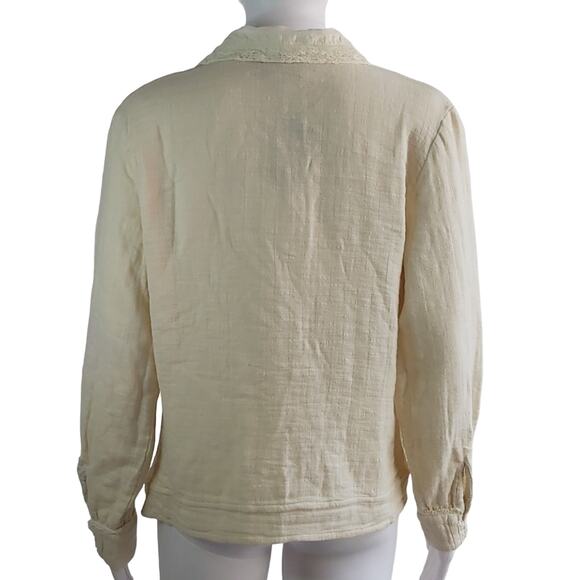 Hopeless Romantic Victoria Trading Co. Cotton Gauze Ruffle Blouse Size Medium - Picture 3 of 12